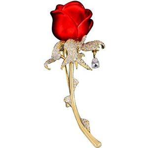 Pinnen Brooch Brooches Red Rose Flower Brooch Ladies Fashion Accessories Crystal Ladies Party Brooch Cardigan Jacket Coat Brooch Brooch Pins Fashion Decoration
