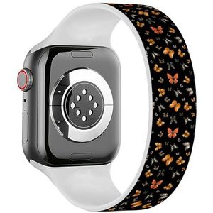 Solo Loop Band Compatibel met All Series Apple Watch 42/44/45/49mm (Butterflies 3) Stretchy Siliconen Band Strap Accessoire, Siliconen, Geen edelsteen