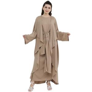 Jazvano Abaya voor Vrouwen Islamitische Gebedskleding Traditionele Moslim Kost¹me Dagelijks Maxi-Jurk Zachte Dubai Reizen 2 Stuks Kleding Suit(? Mouwloze Jurk Vest), Kaki, S