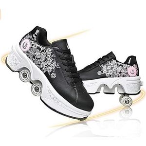 Schoenen Met Wieltjes, Rolschaatsen, Skateboardschoenen, Skateschoenen, Sportschoenen, Loopschoenen, Sneakers Voor Meisjes en Dames, Black Powder., 38 EU