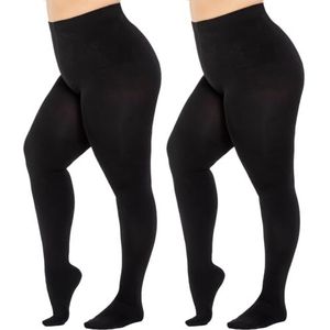 MANZI Fleece Gevoerde Panty Vrouwen Plus Size Winter Dikkere Thermische Panty, Zwart, 3XL-4XL