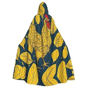 SSIMOO Gele bladeren kip volwassen mantel met capuchon, vreselijke spookfeestmantel, geschikt voor Halloween en themafeesten