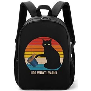 Doe wat ik wil voor zwarte kat lichtgewicht rugzak reizen laptoptas casual dagrugzak voor mannen vrouwen
