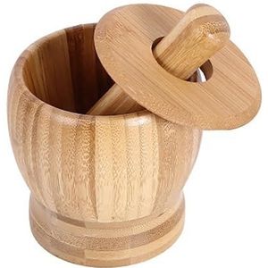 JCZVQPAB Set stamper en vijzelset, vijzel en stamper, bamboeschaal, knoflookpers, slijpmachine voor guacamole keuken, kom voor het persen van knoflook (M)