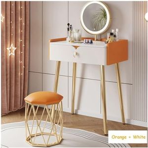 Vanity Desk Kaptafel met 3 kleuren touchscreen Dimbare spiegelijdelheidsset met verlichte spiegel Scandinavische luxe make-uptafel