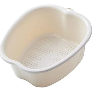 Voetenbad, groot, kunststof, draagbaar, voetbad, SPA-bekken voor teennagels en enkels, beige, 37,3 x 33 x 15 cm