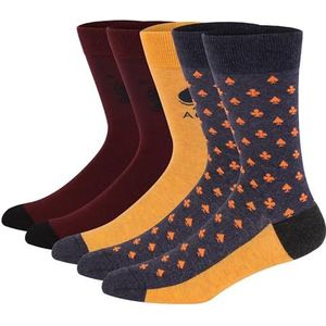 YIJIANUO 5 paar heren jurk sokken plus grote maat ombed katoen crew sokken, zwarte koele Argyle ademende casual sokken voor mannen, JC136-3, US(8-13.5)EUR(41-48)