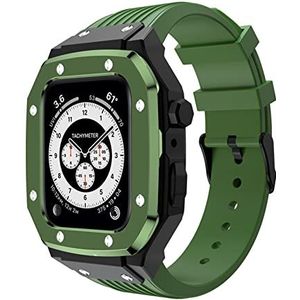 OFWAX 42mm 44mm 45mm Metalen Horloge Case Rubberen Band, Voor Apple Horloge Serie 9 8 7 SE 6 5 4 Horloge Upgrade Vervanging DIY Strap Bezel Accessoires Mod Kit Set, 45MM, agaat