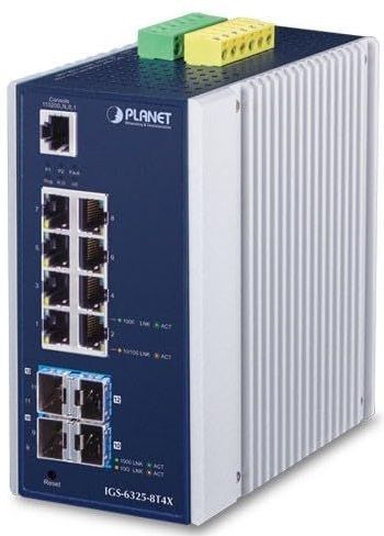 PLANET - IGS-6325-8T4X - Switch - Managed - 8 x 10/100/1000 + 4 x 10 Gigabit SFP+ - AC 24 V / DC 12 - 48 V