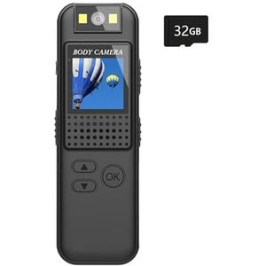 Mini Pocket Camera 1080p FHD Sportactiecamera Draagbare Kleine Lichaamscamera Roterende Buitenfietsrecorder Camcorder Gebruiksvriendelijk(With 32G TF card)