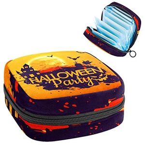 Halloween achtergrond (16) Periode Pouch Draagbaar, Tampon opbergtas voor maandverband, Meerkleurig, 4.7x6.6x6.6 in/12x17x17 cm