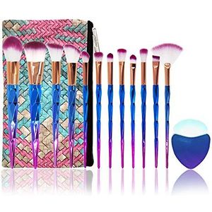 Make-up borstel Sets,NIZIYI 13 STKS Make-up Cosmetische Borstels Set Diamant Vorm Poeder Stichting Wenkbrauw Lip Concealer Borstel Tool voor Kerstmis Verjaardagscadeau
