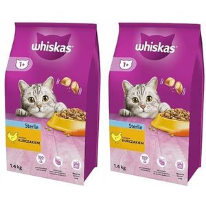 Whiskas Gesteriliseerd kattenvoer voor volwassen katten met kipsmaak, 6 x 1,4 kg