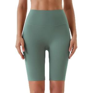Vrouwen Sport Korte Yoga Shorts Hoge taille Ademend Zacht Fitness Strak Vrouwen Yoga Legging Shorts Fietsen Atletisch -Tide Blauw-XS