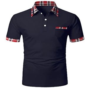 Herenoverhemd Met Korte Mouwen, Effen Zomer, Normale Pasvorm, Overhemd Met Borstzak(Blue B,M)