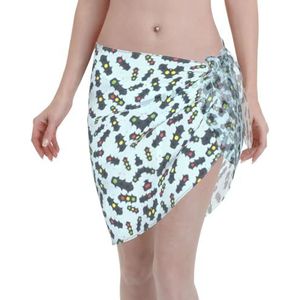 Verkeerslicht Print Elegante Strand Wrap, Bikini Cover Up, Badmode Jurk, voor Vrouwen, Perfect voor Zwembad en Resort Zwart, Zwart, one size