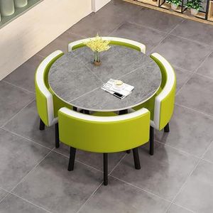 Salontafel En Stoelset, Ronde Tafels Kantoorconferentietafels Eettafel Met Stoelenset, Zakelijke Tafel En Stoelcombinatie, Eettafel For Kleine Ruimtes (Kleur : Green A, Maat : 80cm)