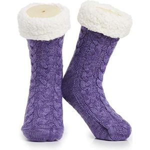 Pluizige pantoffelsokken voor vrouwen, dames en heren, thermische sokken, gebreide sokken, wollen sherpa harige bedpantoffeltjes, anti-slip