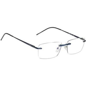 Leesbril ""Limitless"" - Randloze bril van aluminium, met verende scharnieren - Extra licht (Blauw, +1,50 dpt)