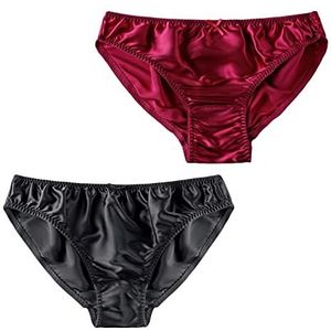 Moerbeizijden slipje voor dames, zijden sexy bikini, zijden slip, satijnen lingerie, elastische riem, strandshorts, set van 2, D, XXL