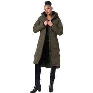 MARIKOO Gewatteerde winterjas voor dames, warme lange mantel B949, Dark-Olive, L
