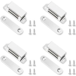 RYHHH Magneetsnapper,Magneetsluiting,Magneet Voor Kastdeur,Deurmagneetsluiting Roestvrij Staal, Houdkracht 8 Kg,Voor Keuken Garderobemagneet Deurdranger Kastdeur Deursluitingen(Zilver, 4 Stuks)