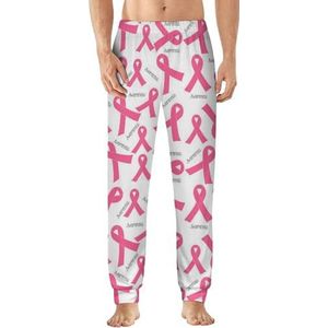 Roze lint Borstkanker Heren Pyjama Broek Zachte Lounge Bottoms Lichtgewicht Slaapbroek
