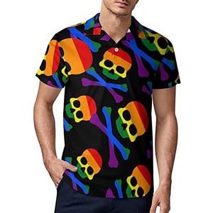 Gay Pride vlag schedel crossbones heren golf poloshirt zomer korte mouw T-shirt casual sneldrogende T-shirts L