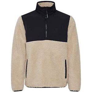 11 Project PRPiet Troyer sweatshirt voor heren, pullover met teddyvacht met opstaande kraag, regular fit, Oatmeal (130401), L