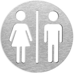 Toilet deur teken aangepast alle geslacht toiletborden - toilet deur teken - badkamer plaques WC composiet aluminium bord goud zilver toilet borden voor deur (kleur: zilver, maat: 14 x 14 cm)