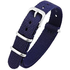 Excellanc nylon textiel horlogeband blauw 14 mm brugbreedte met gesp lengte 25,5 cm dames heren