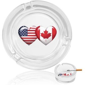 USA Canada Hart Land Vlag Amerikaanse Canadese Glas Asbak Ronde Sigaretten Asbak Herbruikbare Asbak Houders voor Buiten Home Office