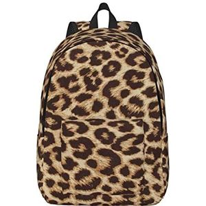 NOKOER Leuke Luipaardprint Canvas Rugzak,Casual Daypacks,Laptop Rugzak Voor Vrouwen Mannen,Lichtgewicht Reisdagrugzak, Zwart, Medium, Dagrugzak Rugzakken