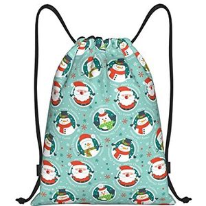 QQLADY Kerst Santa Penguin Trekkoord Gym Rugzak Voor Mannen Vrouwen Waterdichte String Bag Reizen Wandelen Sackpack, Zwart, Medium, Reisrugzakken