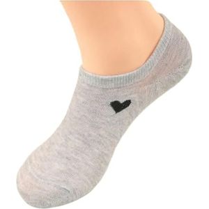 YIJIANUO No-Show-sokken voor dames, hartpatroon, zwart, wit en grijs, veelzijdig en klassiek, comfortabel, ademend, vochtafvoerend, 10 paar grijs, 71 EU