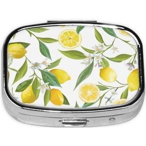 Bedeuu Verse Tropische Citroenen Gedrukt Vierkante Pillendoos Draagbare Pillendoos Geneeskunde Opbergdoos Mini Pillendoos