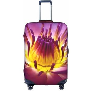Amrole Bagagehoes Koffer Cover Protectors Bagage Protector Past 45-70 Inch Bagage Tijger Liggend Op Hout, Gele Lotus Bloem, XL