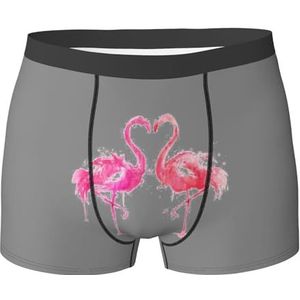 ZJYAGZX Inkt Flamingo's Print Heren Zachte Boxer Slips Shorts Viscose Trunk Pack Vochtafvoerend Heren Ondergoed, Zwart, S