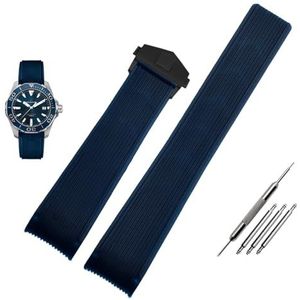 LUGEMA Rubberen Horlogeband Compatibel Met TAG WAY201A/WAY211A 300|500 Polsband 21mm 22mm Arc End Zwart Blauwe Horlogeband Met Vouwgesp (Color : Blue black clasp, Size : 21mm)