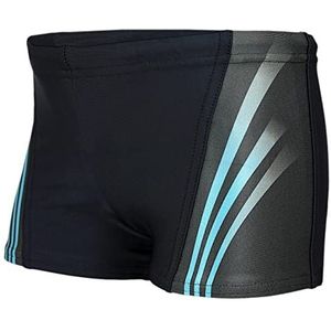 Aquarti Jongens Korte Zwembroek Zwemboxer met Strepen, 16101 Zwart/Blauw, 128
