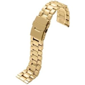 Roestvrij staal gebogen uiteinde metalen band 18 mm 20 mm 22 mm 24 mm geschikt for Seiko SKX007 geschikt for Rolex luxe armband horlogebandaccessoires (Color : Gold, Size : 18mm)