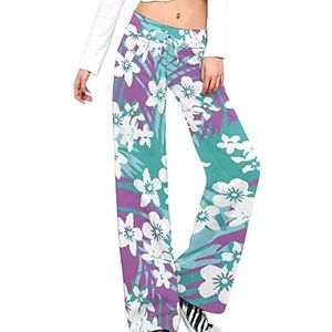 Mooie Bloemen Boeket Vrouwen Broek Casual Broek Elastische Taille Lounge Broek Lange Yoga Broek Rechte Been