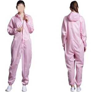 Antistatische Eliminator, Unisex beschermende overalls Schone kleding Kap Stofdichte statische kleding Cleanroomkleding Schilderwerk Overalls(Pink,XX-Large)