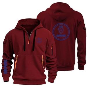 AHYAOFA Heren Gezellige Hoodie Sweatshirt voor S.A.A.B Jumpers Tops Hoody Sport Uitloper Lange Mouw Hooded Jassen Half Zip Jassen, Rood-3, 18-20