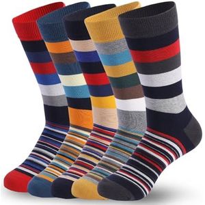 LCKJLJ 5 paar heren jurk sokken plus grote maat ombed katoen crew sokken, zwarte koele Argyle ademende casual sokken voor mannen, JC016, 40.5 EU