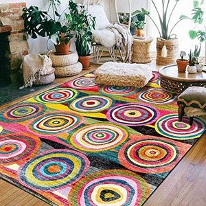Persoonlijkheid Creatief tapijt Antislip vloertapijt Kleur multicolor cirkel strepen etnische stijl100x160cm (3'3''x5'2'')