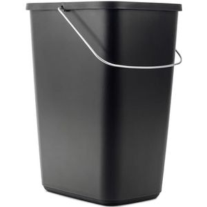 KADAX Afvalemmer zonder deksel met beweegbaar metalen handvat, robuuste afvalbak, afvalemmer, prullenbak, kunststof container, afvalemmer (zwart 12 liter)