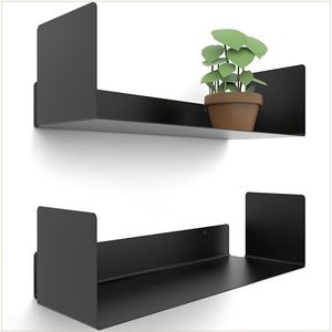 UNITURE® Wandplank zwart [2X 42cm] modern & tijdloos design - Hangplank met eenvoudige montage - Wandplank zwart hoogglans - Wandplank voor kantoor & woonkamer