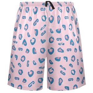 LI ZHI XIN Herenpyjamabroek, korte pyjamabroek, zomer casual shorts, elastische tailleband met trekkoord, rechte losse pasvorm met 2 zakken, S-XXL dierenluipaardprint, Meerkleurig, S