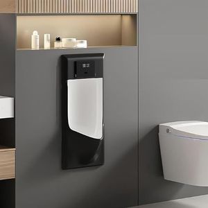 Zwart,Wall mounted,Commercial Washout Urinal,Induction Adult Urinal,Urinals for Men Spill Proof,Commercial Flushing Urinals, Splash-Proof Male Urinal,for Bathrooms, Hotels, Shopping